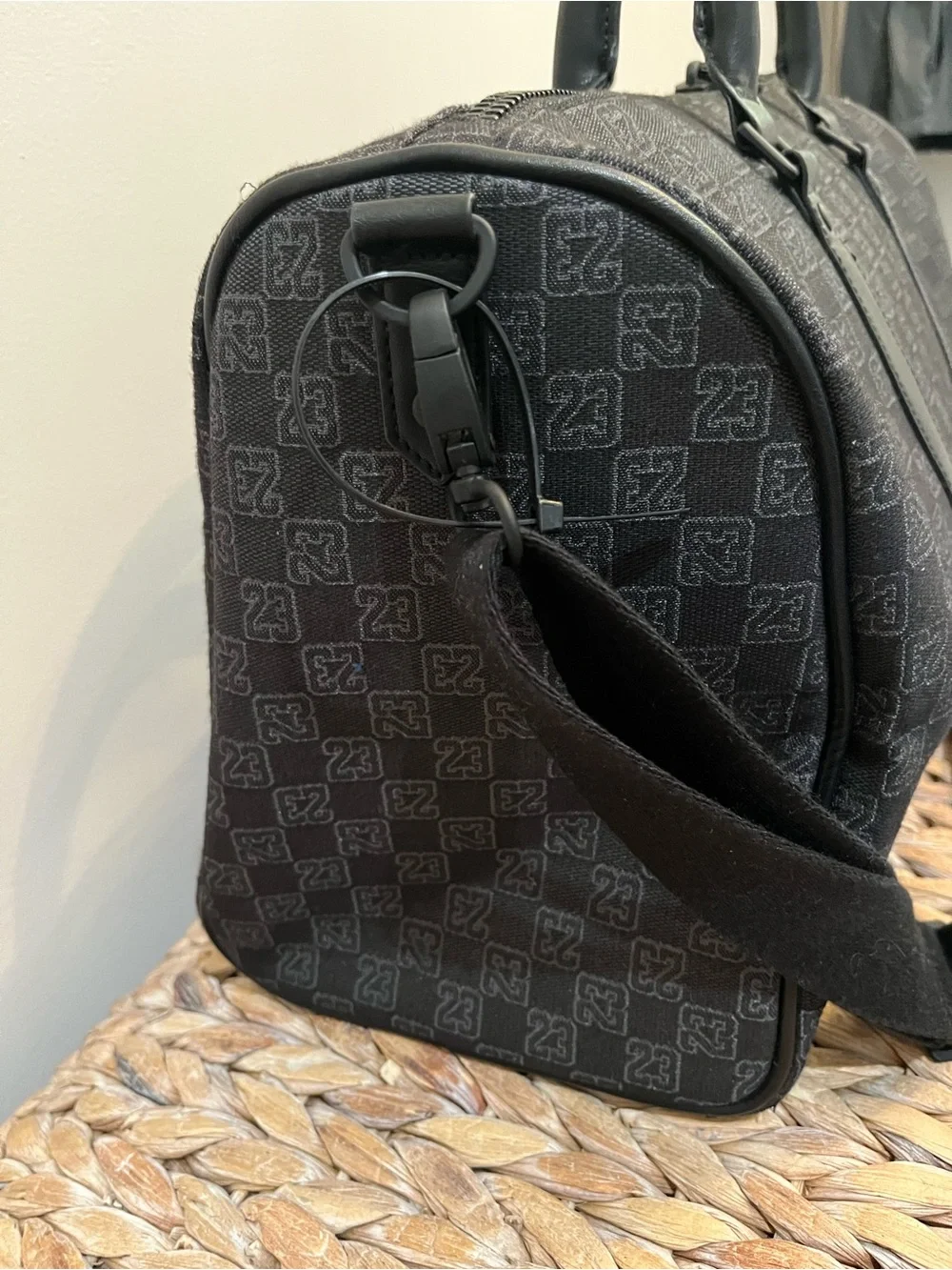 Nike Air Jordan Monogram Duffle Bag 25L Black Jacquard Travel Weekender Gym